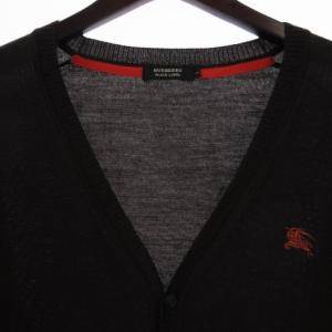 BURBERRY BLACK LABEL ニット カーディガン ロゴ刺繍 ウール 3 ダークブラウン D1N69-401-58