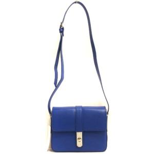 23区 タグ付き 23SS スクエア ミニ ショルダー バッグ ターンロック レザー F ブルー