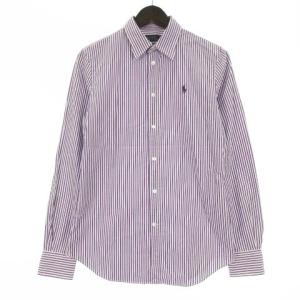 ストライプ シャツ 長袖 ストレッチ 6 パープル 230721E GY11