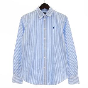 ストライプ シャツ 長袖 ストレッチ 6 ブルー 230721E GY11