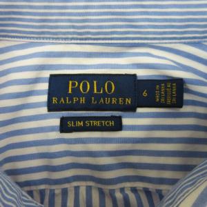POLO RALPH LAUREN ストライプ シャツ 長袖 ストレッチ 6 ブルー 230721E GY11