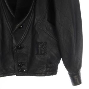 LANVIN studio ラムレザー 中綿 ジャケット ショールカラー 裏総柄 ヴィンテージ ネイビー 46-34