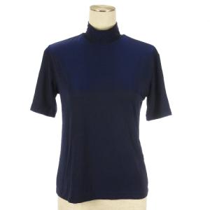 ハイネック カットソー 半袖 プルオーバー ネイビー M