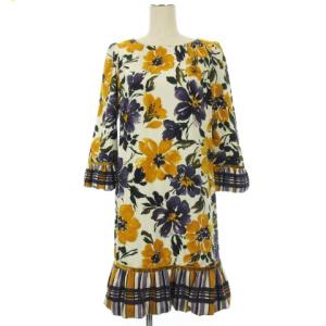 花柄 ワンピース 長袖 バルーン 38 イエロー系 230804E GY06