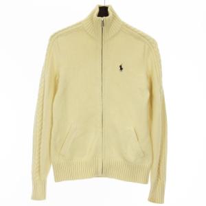 SPORTS ジップアップ ニット ジャケット 畦編み コットン アイボリー系 S GY06