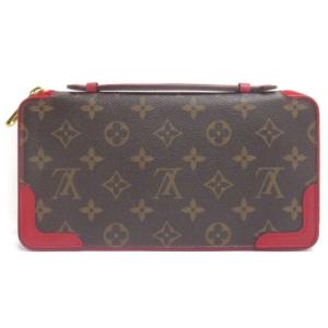 LOUIS VUITTON M61452 モノグラム デイリー オーガナイザー ラウンドファスナートラベルケース ブラウン