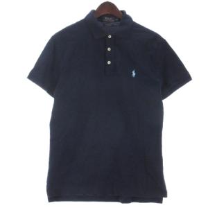 ポロシャツ 半袖 鹿の子 コットン ネイビー M