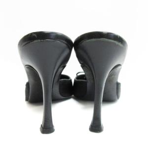 BARNEYS NEW YORK ハラコ ミュール リボン 36.5 ブラック 230808E