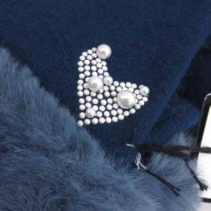 LANVIN en Bleu タグ付き 手袋 スマートフォン対応 フェイクファー アンゴラ ネイビー 21?22cm