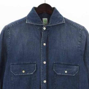 Finamore シャンブレー シャツ 長袖 コットン イタリア製 インディゴ 14.5