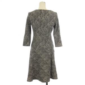 ANAYI ワンピース ひざ丈 七分袖 千鳥格子柄 ブラック 38