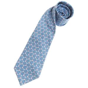 ネクタイ レギュラー 蝶柄 シルク ブルー 230810E