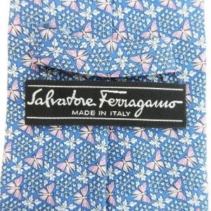 Salvatore Ferragamo ネクタイ レギュラー 蝶柄 シルク ブルー 230810E