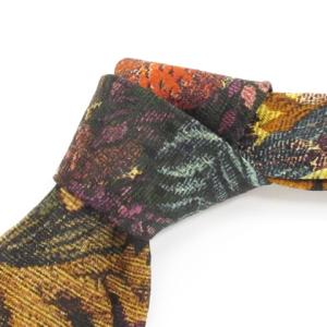 ネクタイ ワイド ジャガード バードモチーフ 総柄 シルク イタリア製 マルチカラー ブラウン