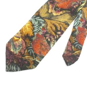 Engineered Garments ネクタイ ワイド ジャガード バードモチーフ 総柄 シルク イタリア製 マルチカラー ブラウン