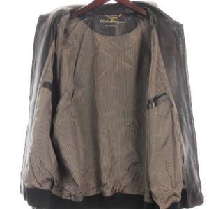 Salvatore Ferragamo レザー ジャケット ブルゾン ジップアップ イタリア製 ブラック 54 AA GY11