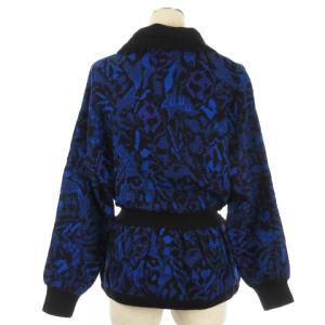 Christian Dior ヴィンテージ 90's 3Dニット カーディガン ショールカラー 総柄 ウール ブルー M