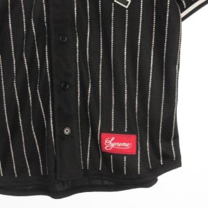 Supreme 22SS RHINESTONE STRIPE BASEBALL JERSEY シャツ S ブラック