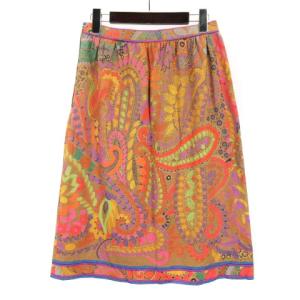 LEONARD 総柄 スカート ウールシルクミックス ブラウン系 230922E