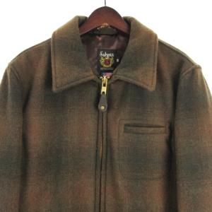 Schott ジャケット メルトン ステンカラー チェック USA製 38 ブラウン系