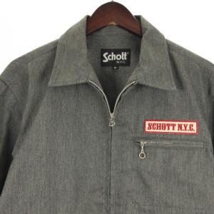 Schott ワーク ジャケット ジップアップ グレー M