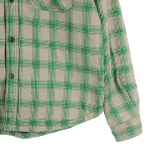 Schott フランネル シャツジャケット 裏キルト 中綿 チェック グリーン L
