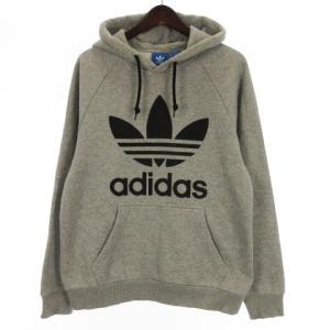 Trefoil Hoodie ロゴ プリント パーカー スウェット プルオーバー グレー M 230929E