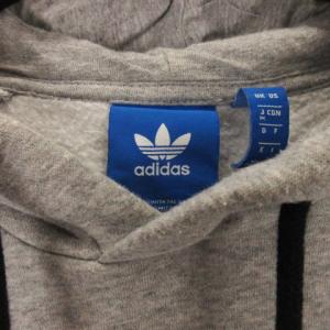 adidas Originals Trefoil Hoodie ロゴ プリント パーカー スウェット プルオーバー グレー M 230929E
