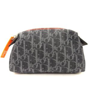 Christian Dior トロッター デニム フライトポーチ コスメポーチ 小物入れ ネイビー AA