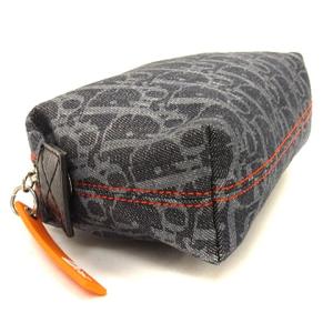 Christian Dior トロッター デニム フライトポーチ コスメポーチ 小物入れ ネイビー AA