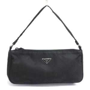 ハンドバッグ ナイロン 三角プレート ブラック