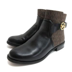 MICHAEL KORS CARMEN FLAT BOOTIE 総柄 ショート ブーツ ブーティ 8M ブラウン ブラック 231012E