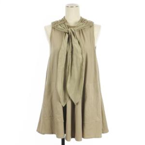 ノースリーブ カットソー ショール付き イタリア製 カーキ系 S