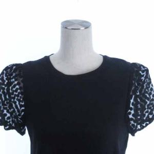 M'S GRACY タグ付き リブニット カットソー 半袖 レース 切替 ブラック 38