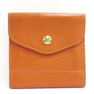 IL BISONTE レザー 二つ折り財布 Wホック イタリア製 オレンジ