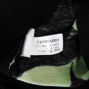 LEONARD ニット カットソー 切替 長袖 花柄 ウール シルク ブラック L 2301003E