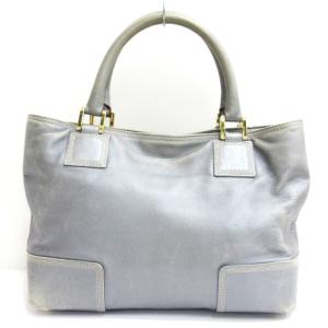 LOEWE アナグラム ハンドバッグ トート レザー グレー系