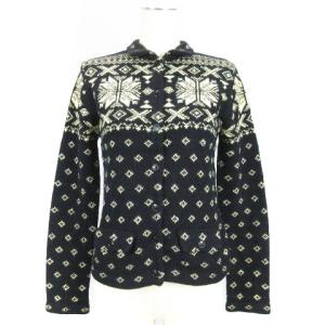 ノルディック柄 カーディガン ニット ブラック M 231201E