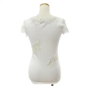 Ermanno Scervino Tシャツ カットソー 半袖 レース 花柄 フラワー コットン 白 ホワイト 38 RF 小さいサイズ
