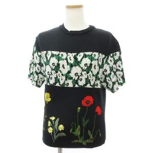 スウェット カットソー 半袖 花柄 フラワー コットン 黒 ブラック 34 RF