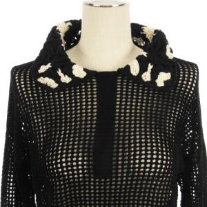 CIVIDINI メッシュニット セーター 長袖 透かし編み イタリア製 コットン ブラック 40 RF