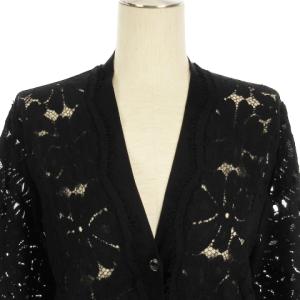 LANVIN レースカーディガン 花柄 シルクミックス イタリア製 ブラック XS RF