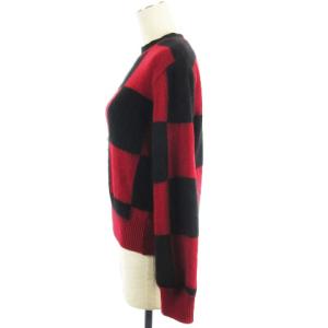 N°21 シャギーニット セーター チェック アンゴラミックス レッド ブラック 38 RF