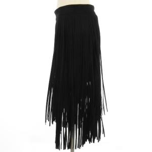 MOTHER フェイクスエード フリンジスカート ひざ丈 ブラック S RF