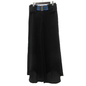 パンツ ワイド 薄手 無地 シルク混 黒 ブラック 40 RF