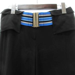 EMPORIO ARMANI パンツ ワイド 薄手 無地 シルク混 黒 ブラック 40 RF