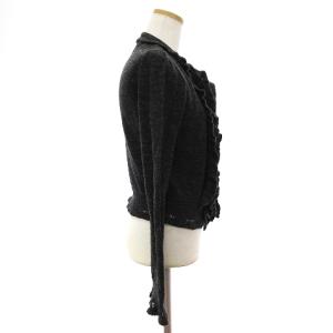 Ermanno Scervino カーディガン 長袖 フリル 比翼 ウール 無地 灰色 グレー 40 RF