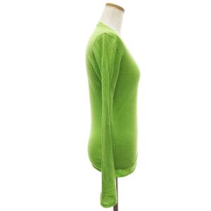 lucien pellat finet ニット セーター 長袖 Vネック 薄手 ロゴ スカル 刺繍 コットン カシミヤ混 黄緑 イエローグリーン M RF