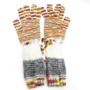 MISSONI 手袋 ボーダー アルパカ カシミヤ混 イタリア製 マルチカラー S RF