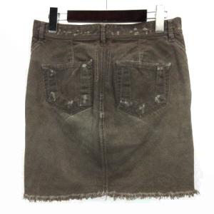 DRKSHDW デニム スカート ダメージ加工 カットオフ グレー S 231127E RF